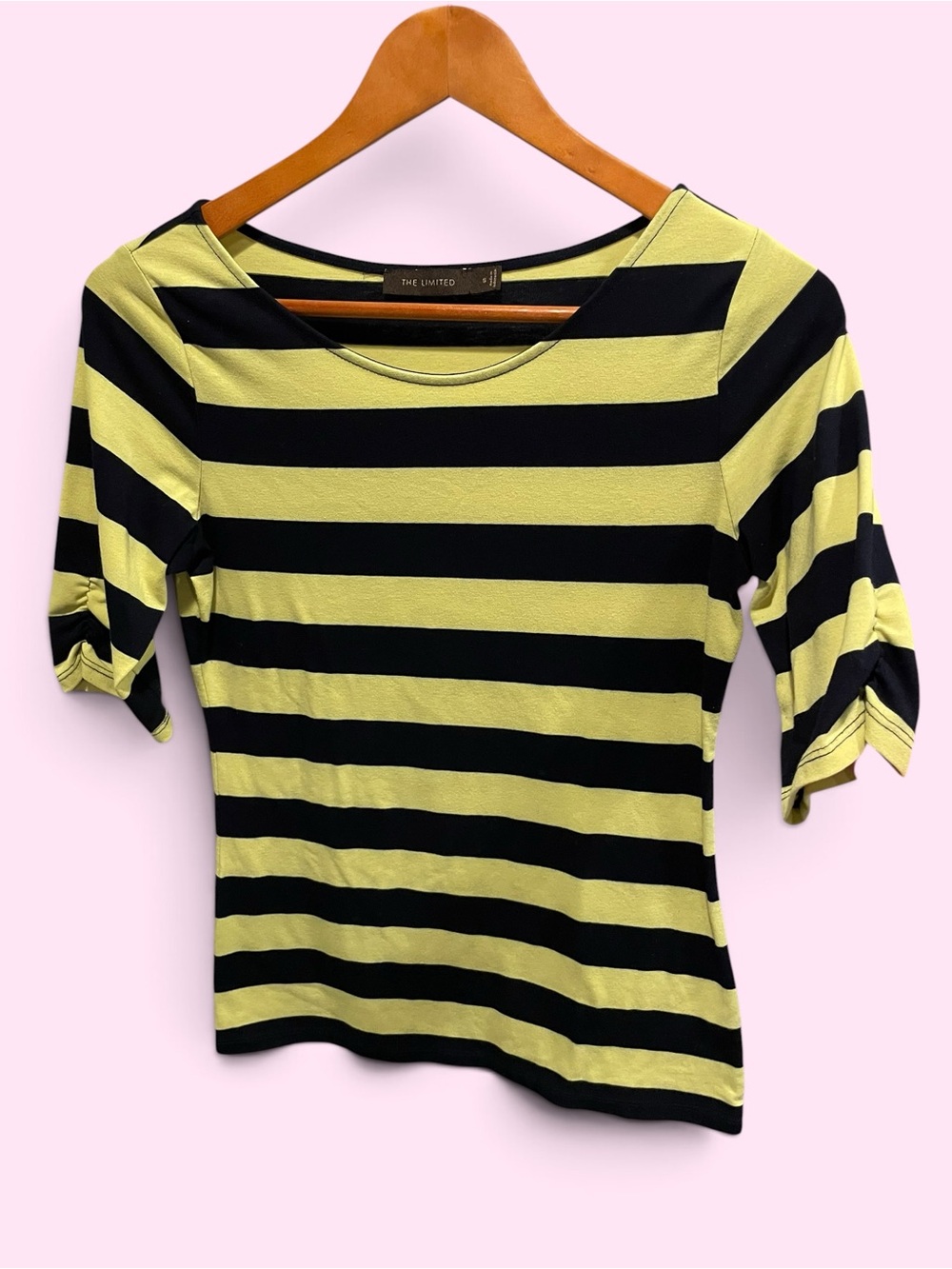 Cute classic stretchy ruched sleeve striped top normcore everyday The Limited